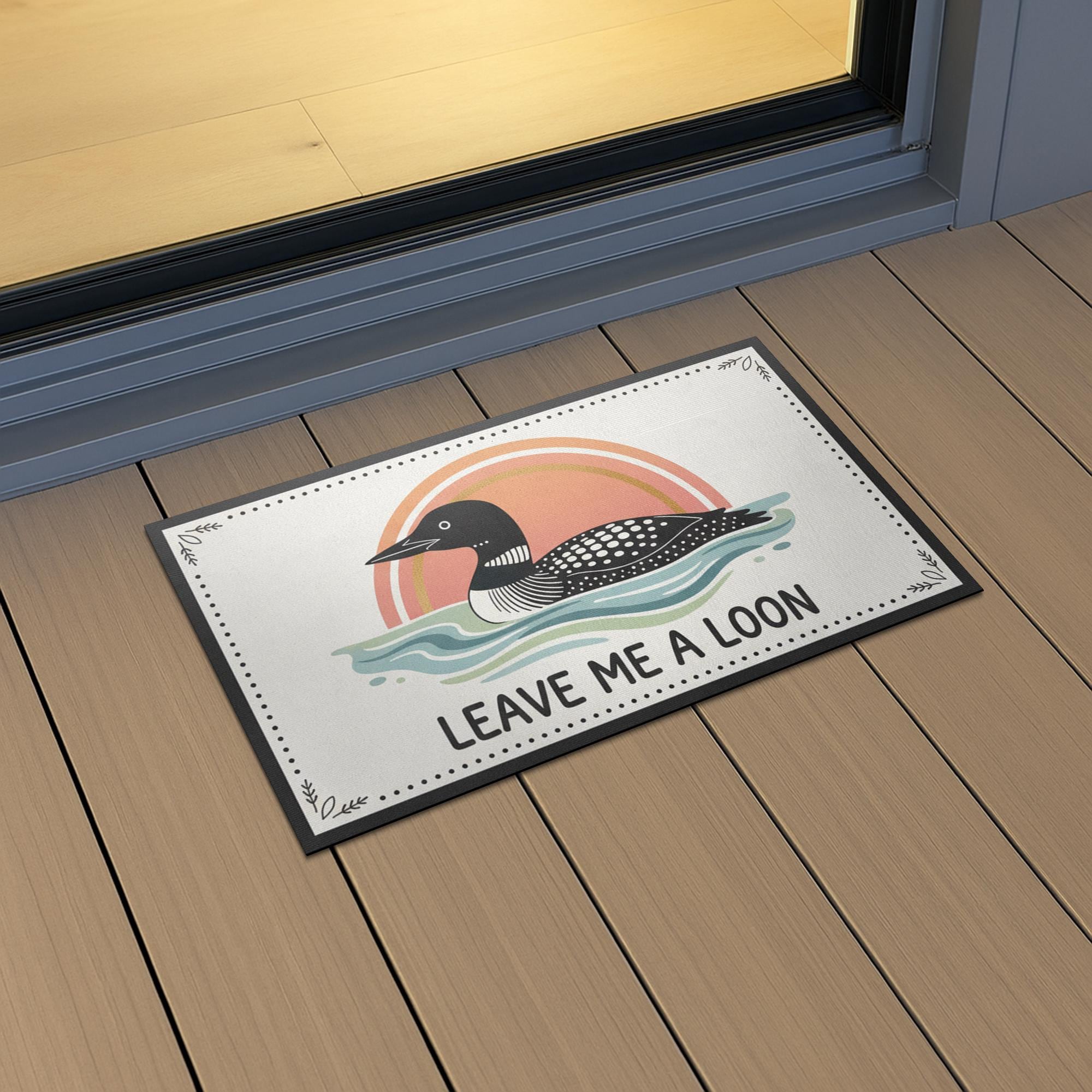 Leave Me A Loon Funny Doormat; Common Loon Bird Watching Welcome Mat