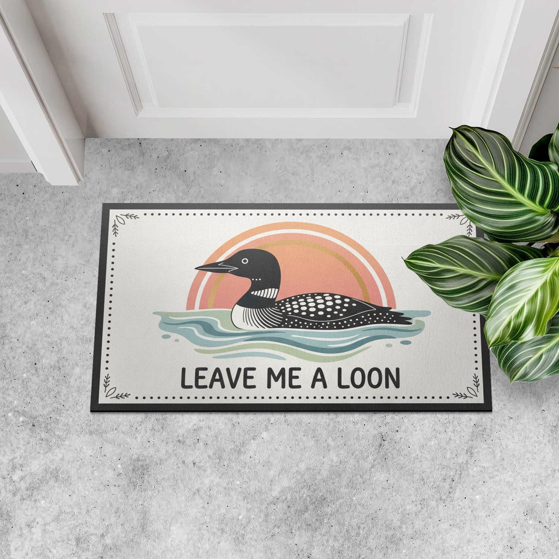 Leave Me A Loon Funny Doormat; Common Loon Bird Watching Welcome Mat