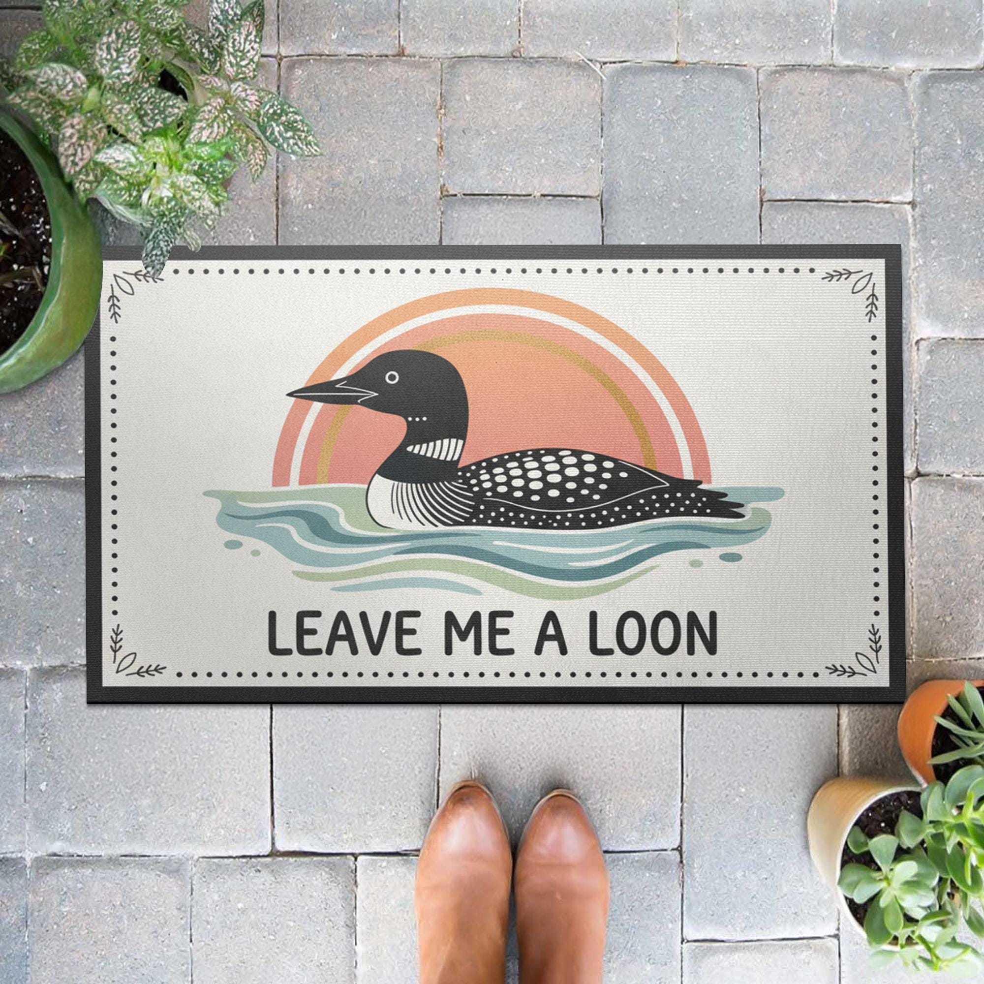 Leave Me A Loon Funny Doormat; Common Loon Bird Watching Welcome Mat