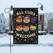 Bear Pride Garden Flag – All Cubs Welcome Outdoor Yard Banner with Rainbow Bear Design