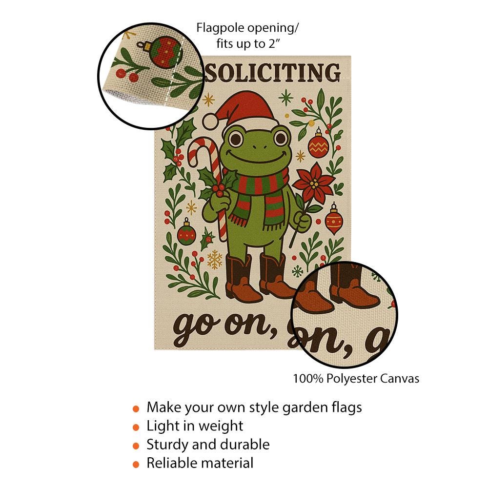 Garden Flag – No Soliciting “Go On, Git” Frog – Outdoor Yard Banner
