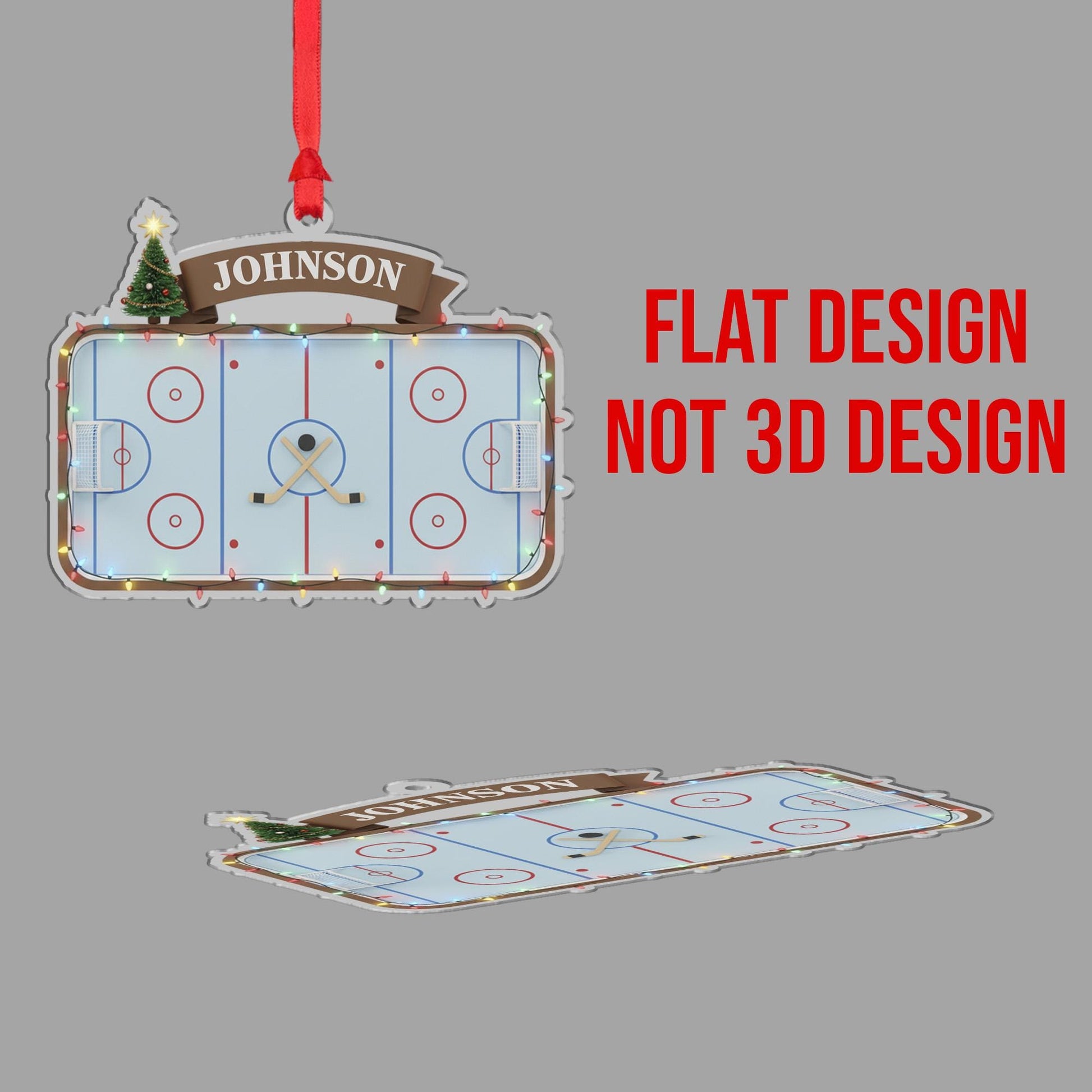 Personalized Hockey Rink Ornament – Custom Sports Christmas Tree Decoration