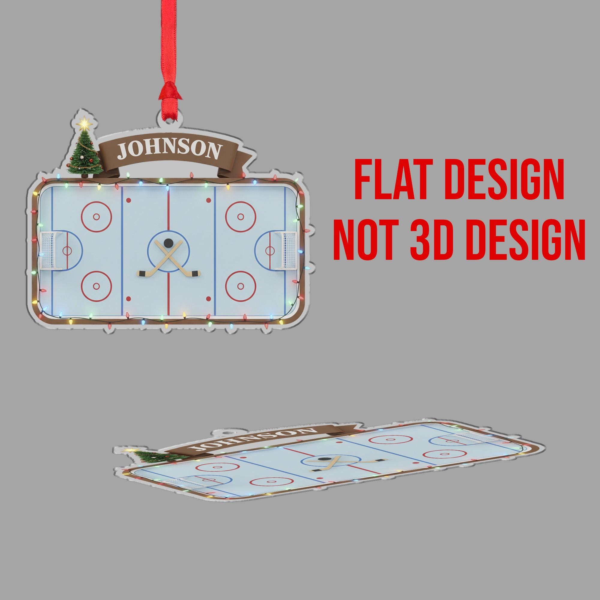 Personalized Hockey Rink Ornament – Custom Sports Christmas Tree Decoration