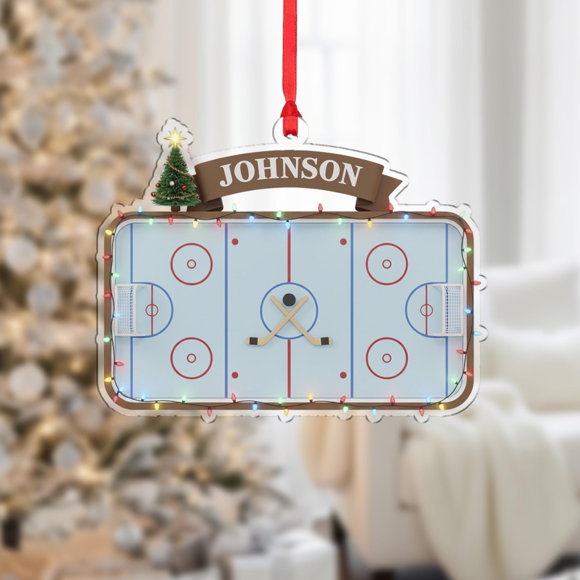 Personalized Hockey Rink Ornament – Custom Sports Christmas Tree Decoration