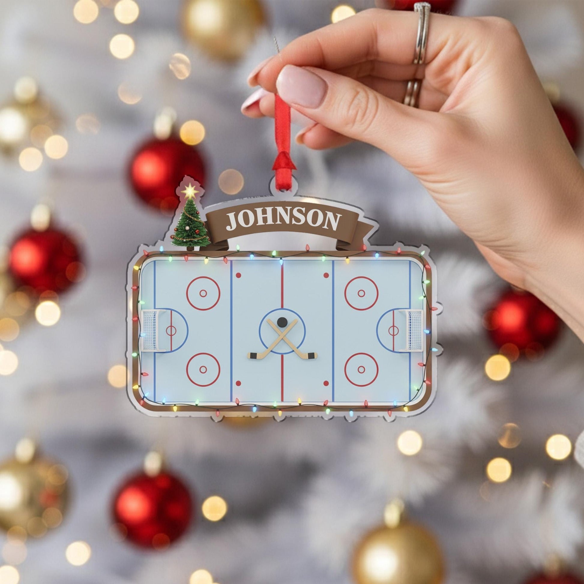 Personalized Hockey Rink Ornament – Custom Sports Christmas Tree Decoration
