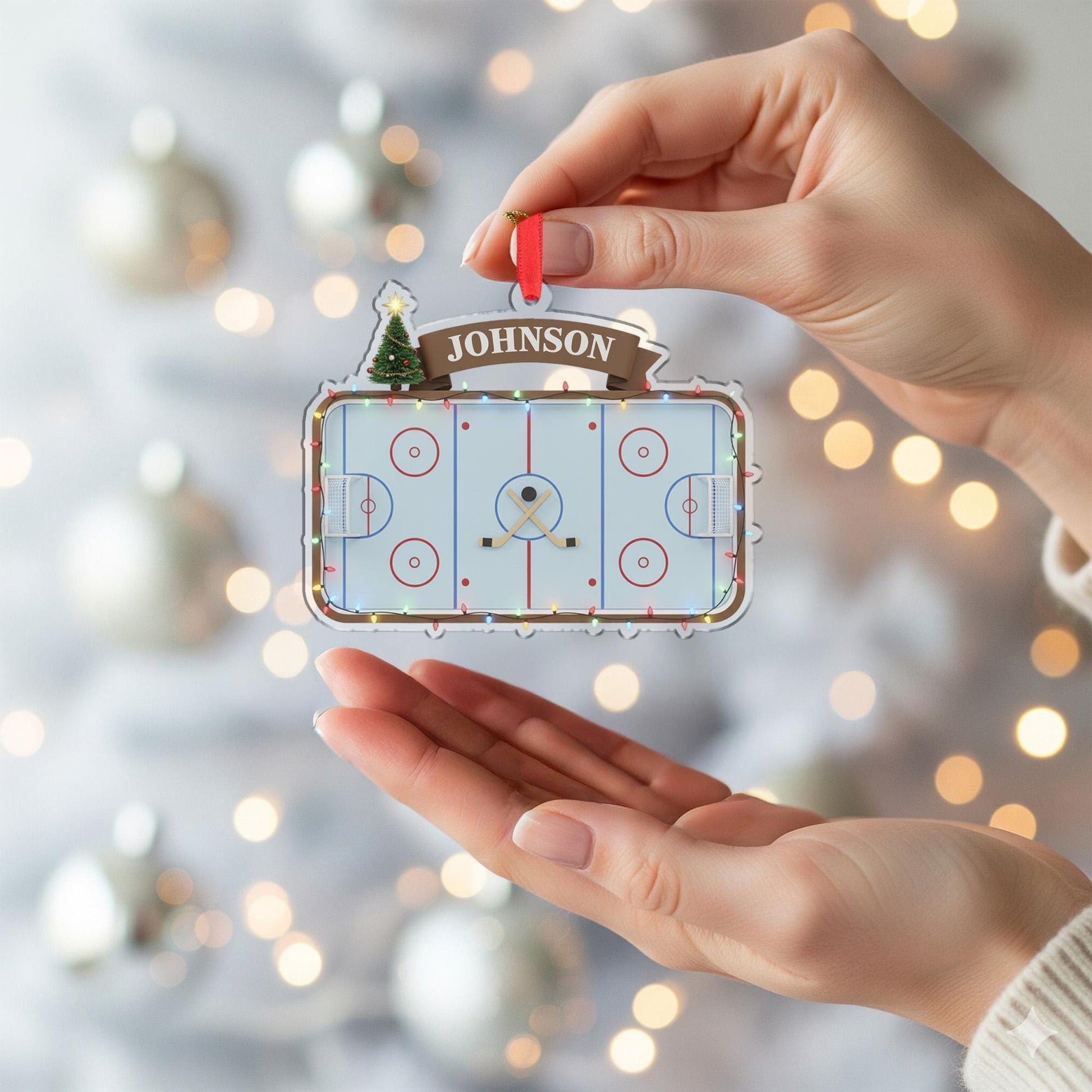 Personalized Hockey Rink Ornament – Custom Sports Christmas Tree Decoration