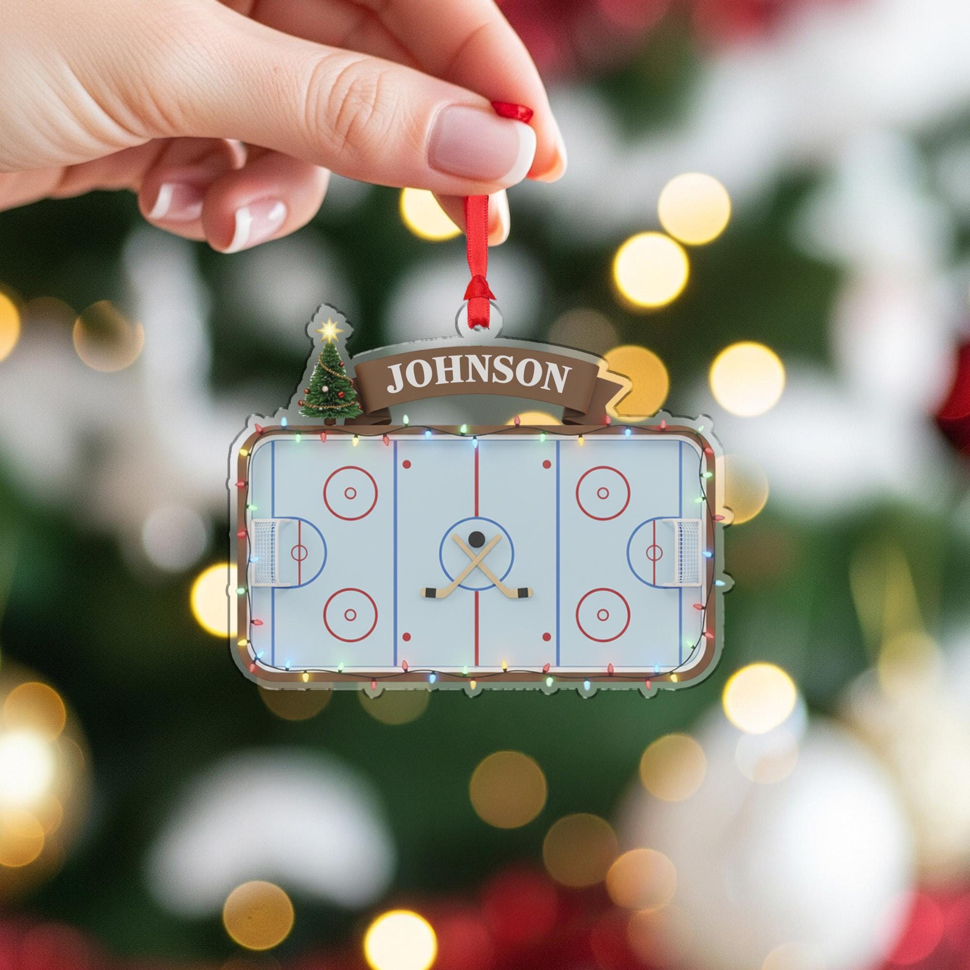 Personalized Hockey Rink Ornament – Custom Sports Christmas Tree Decoration