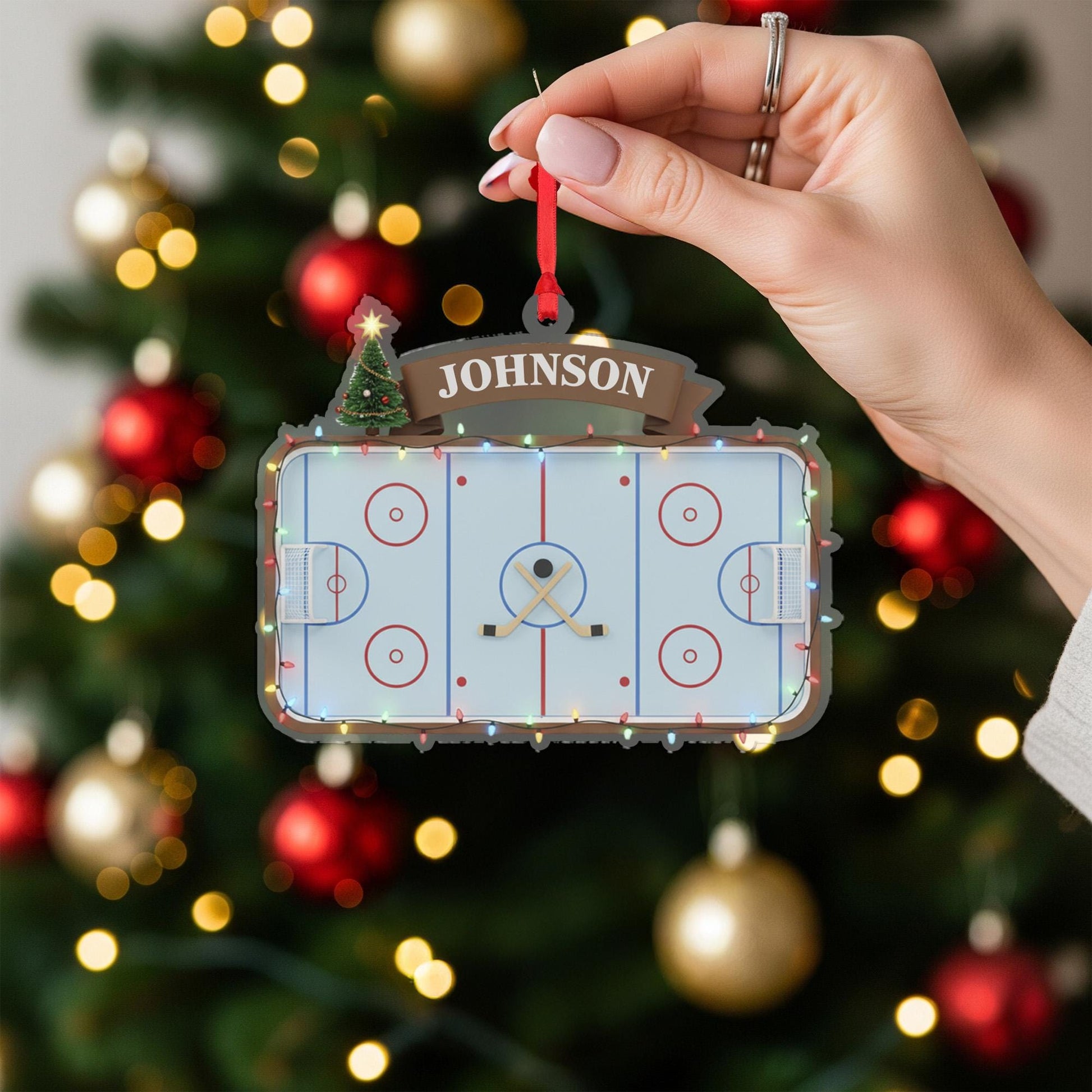Personalized Hockey Rink Ornament – Custom Sports Christmas Tree Decoration