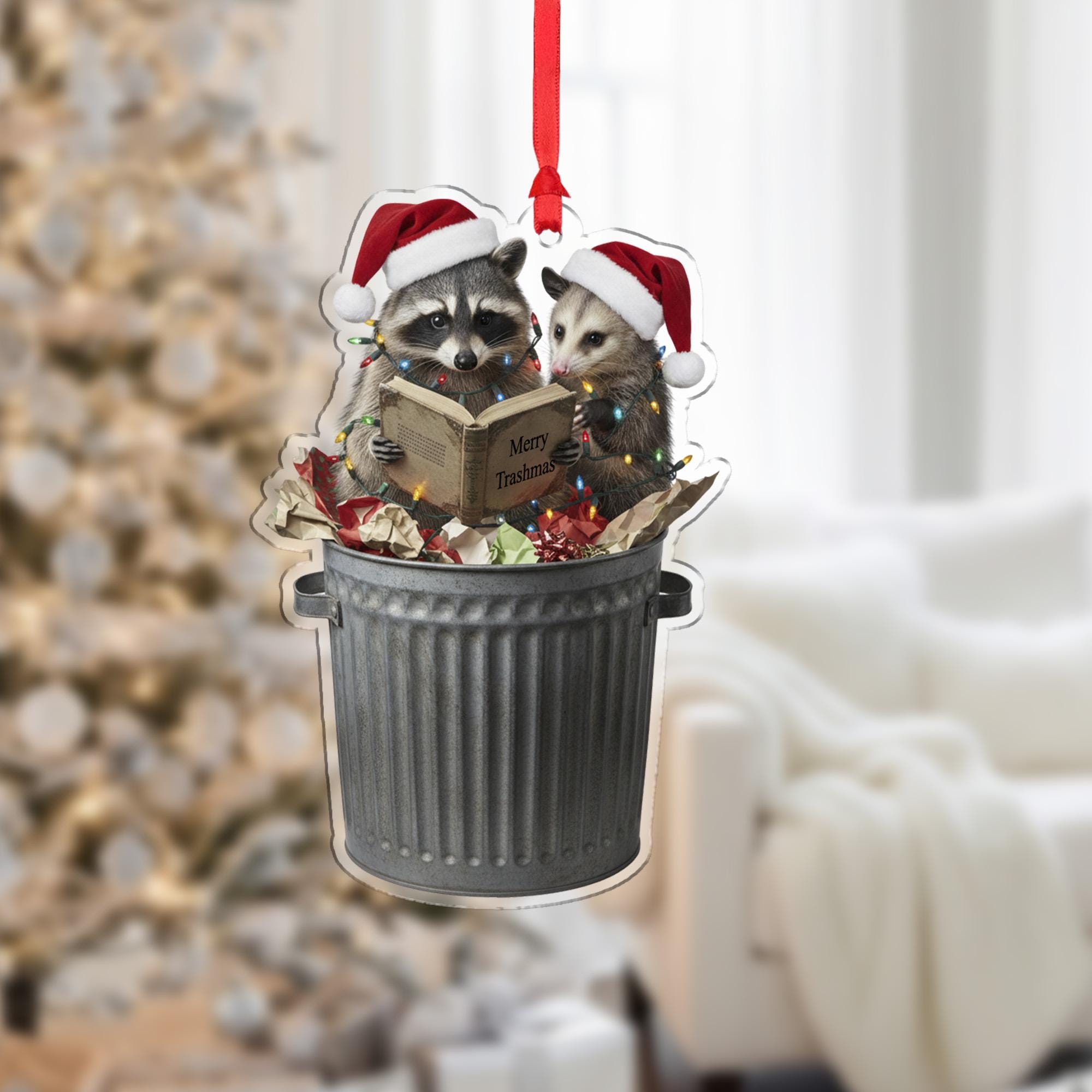 Funny Raccoon Ornament – Trash Panda Opossum Christmas Tree Decoration