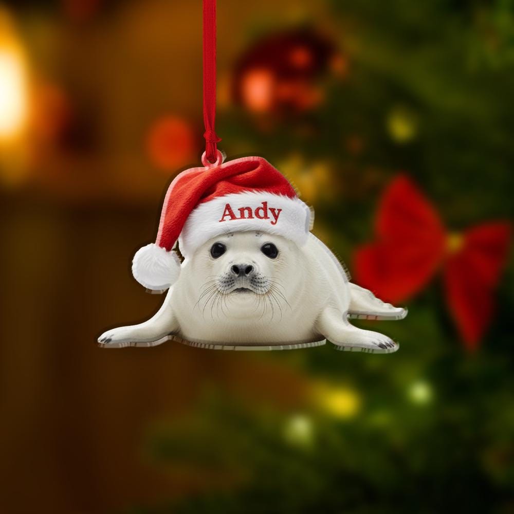 Personalized Seal Ornament – Ceramic Christmas Ornament with Name