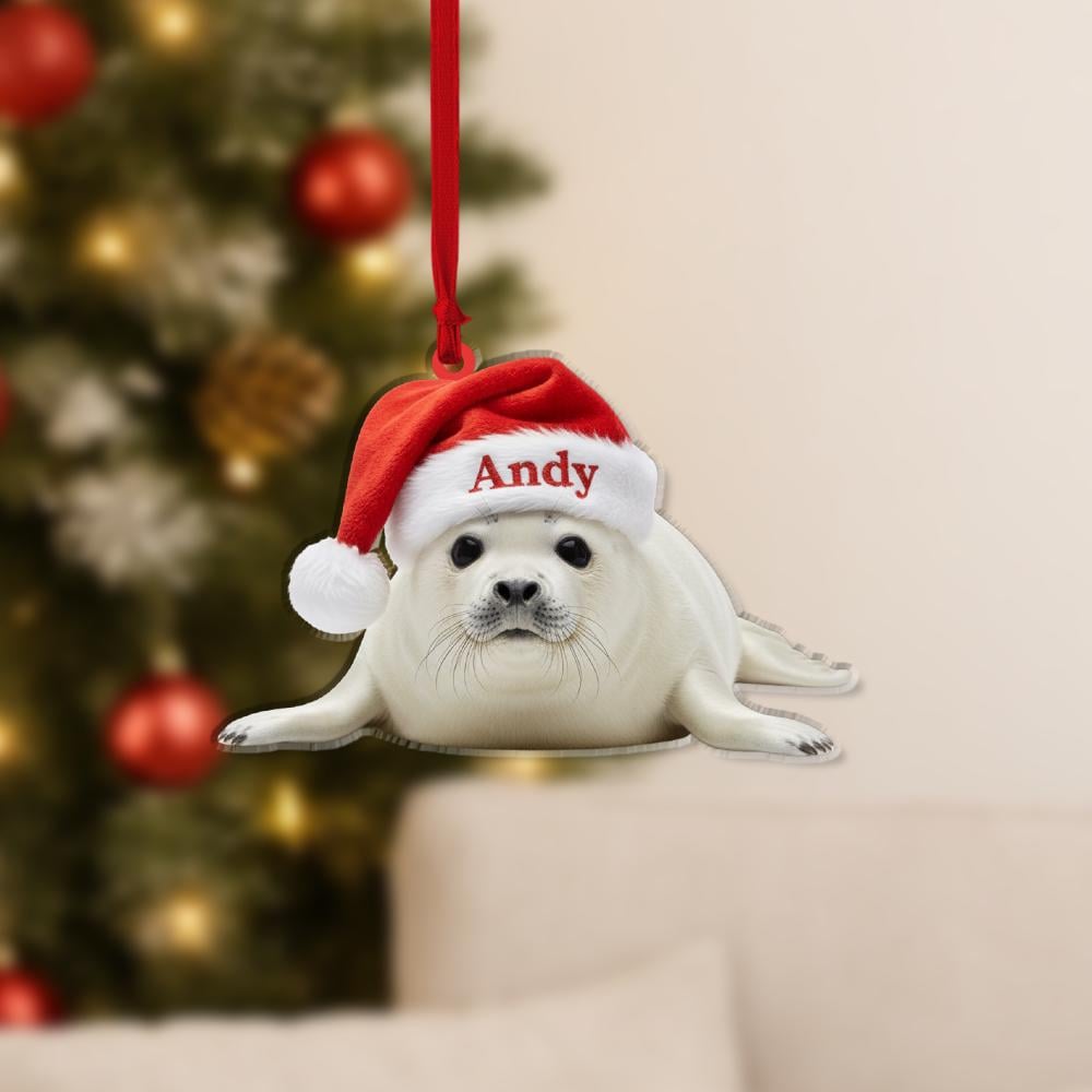 Personalized Seal Ornament – Ceramic Christmas Ornament with Name