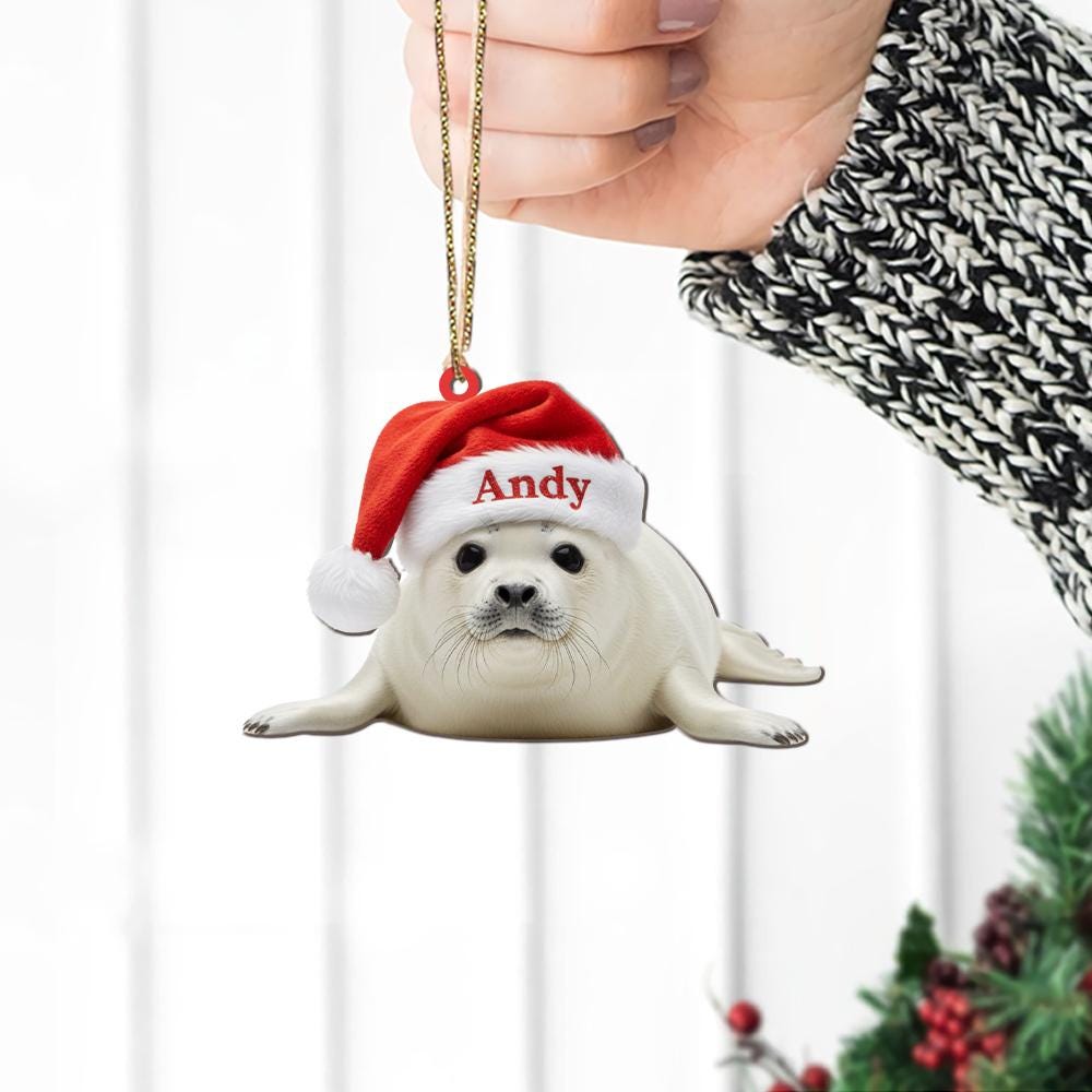 Personalized Seal Ornament – Ceramic Christmas Ornament with Name