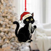 Personalized Black Cat Christmas Ornament: Holiday Gift for Cat Lover