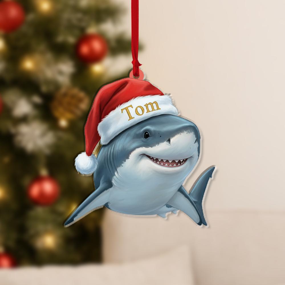 Personalized Shark Ornament – Acrylic Christmas Ornament with Name