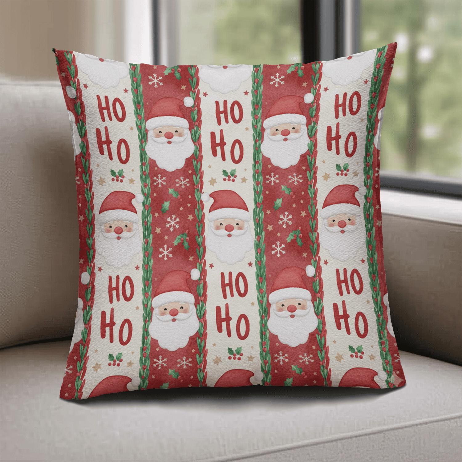 Santa Claus Christmas Pillow, Ho Ho Ho Decorative Cushion, Holiday Throw Pillow, Festive Santa Face Accent Pillow for Home Décor