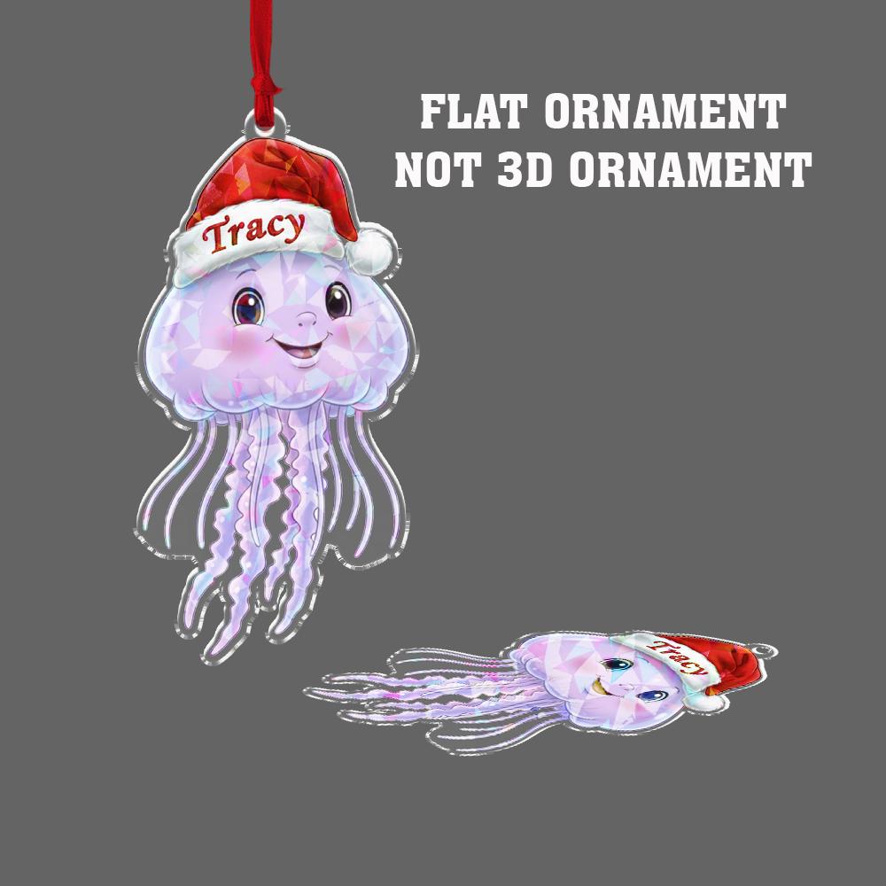 Personalized Jellyfish HologramOrnament – Acrylic Christmas Ornament with Name