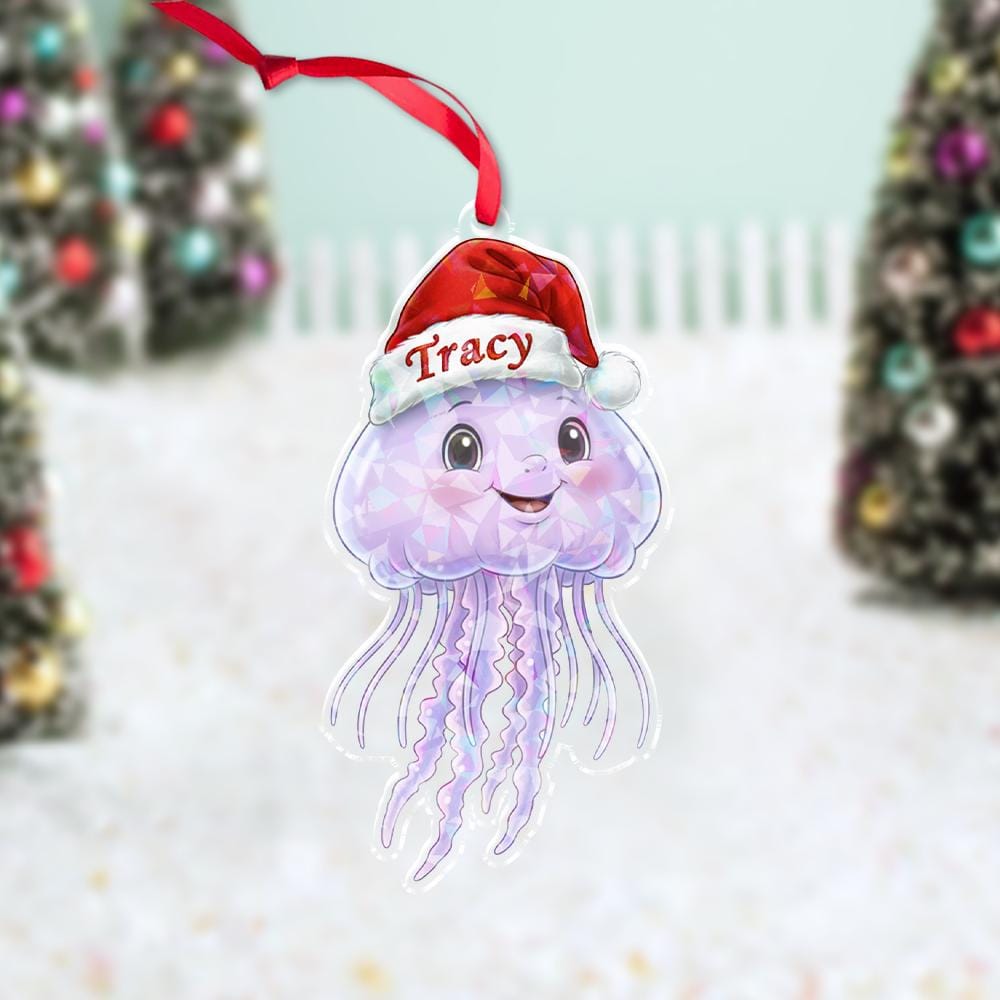 Personalized Jellyfish HologramOrnament – Acrylic Christmas Ornament with Name