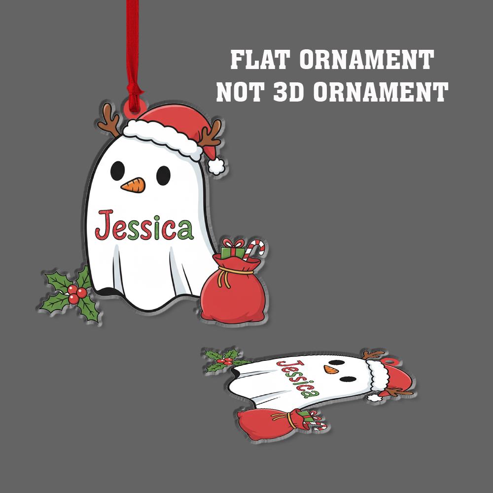 Personalized Ghost Ornament – Acrylic Christmas Ornament with Name