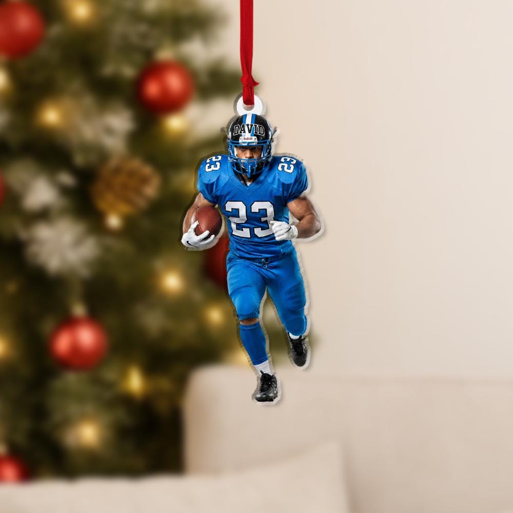 Personalized Football Player Ornament – Acrylic Sports Ornament with Name