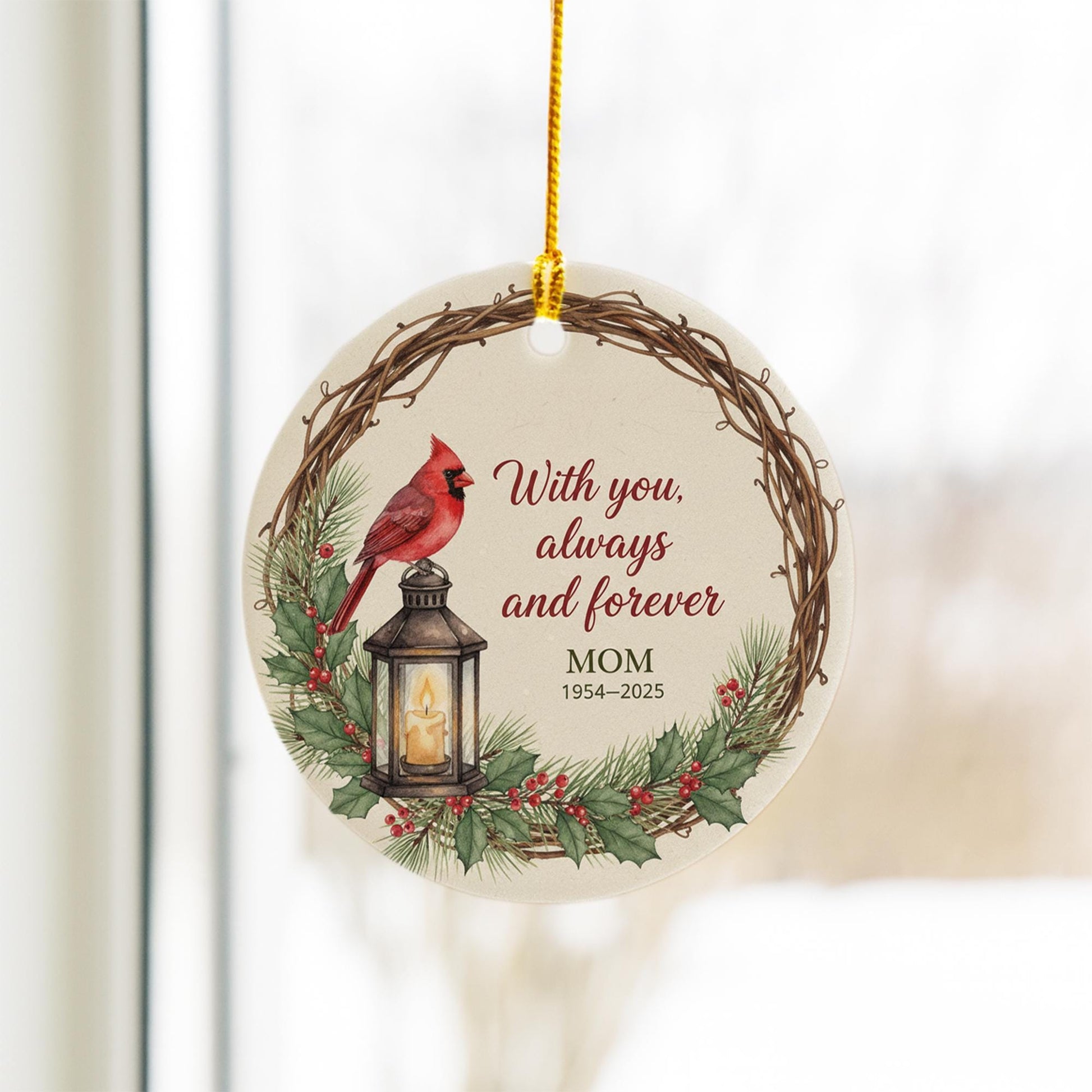 Memorial Cardinal Ornament: Keepsake Memorial Christmas Decor