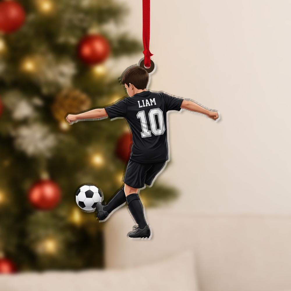 Personalized Soccer Player Ornament – Acrylic Sports Ornament with Name