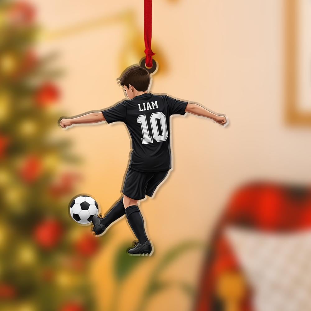 Personalized Soccer Player Ornament – Acrylic Sports Ornament with Name