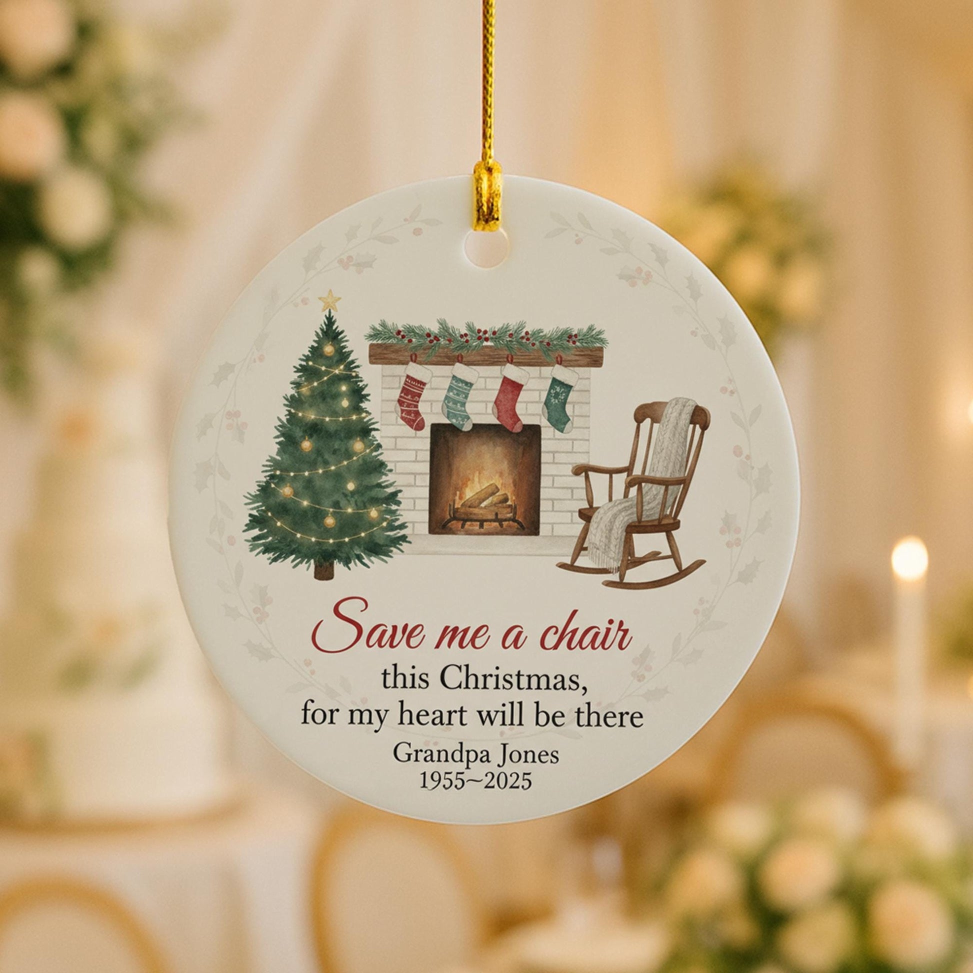 Memorial Grandpa Ornament: Personalized Memorial Tree Decor