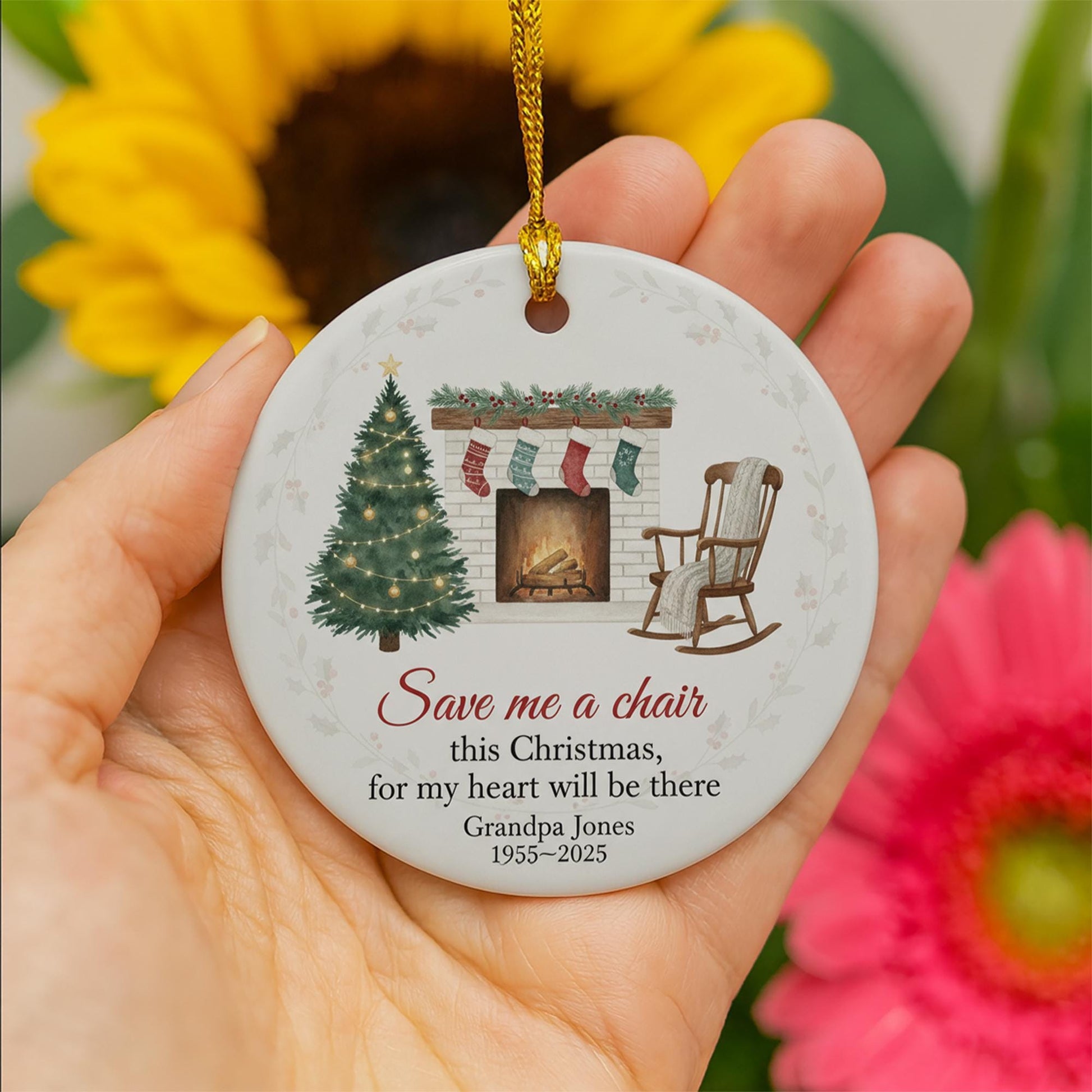 Memorial Grandpa Ornament: Personalized Memorial Tree Decor
