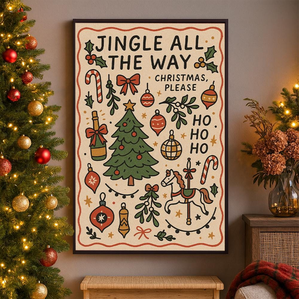 Jingle All the Way Poster – Christmas Print Wall Art