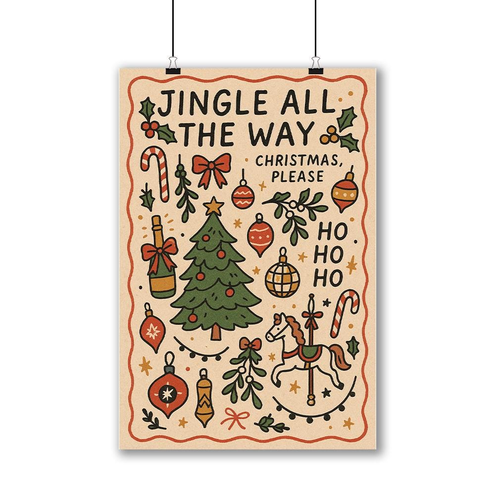 Jingle All the Way Poster – Christmas Print Wall Art