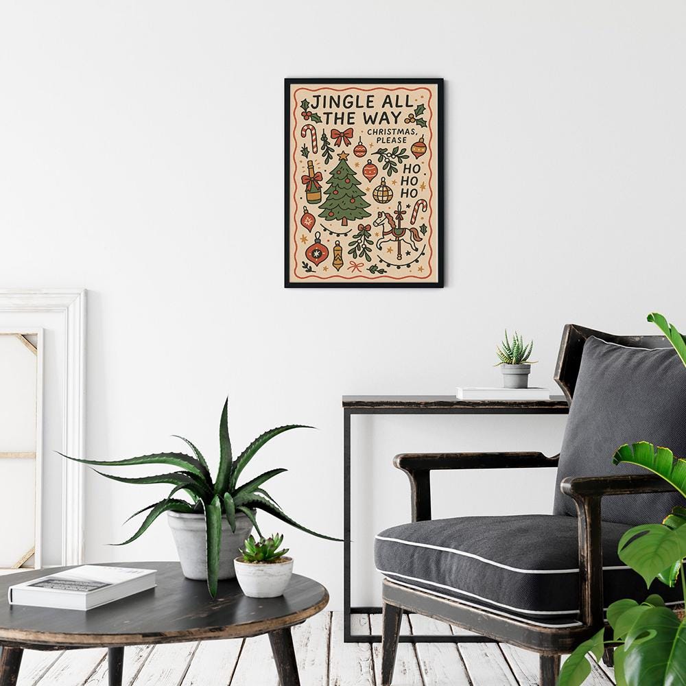 Jingle All the Way Poster – Christmas Print Wall Art