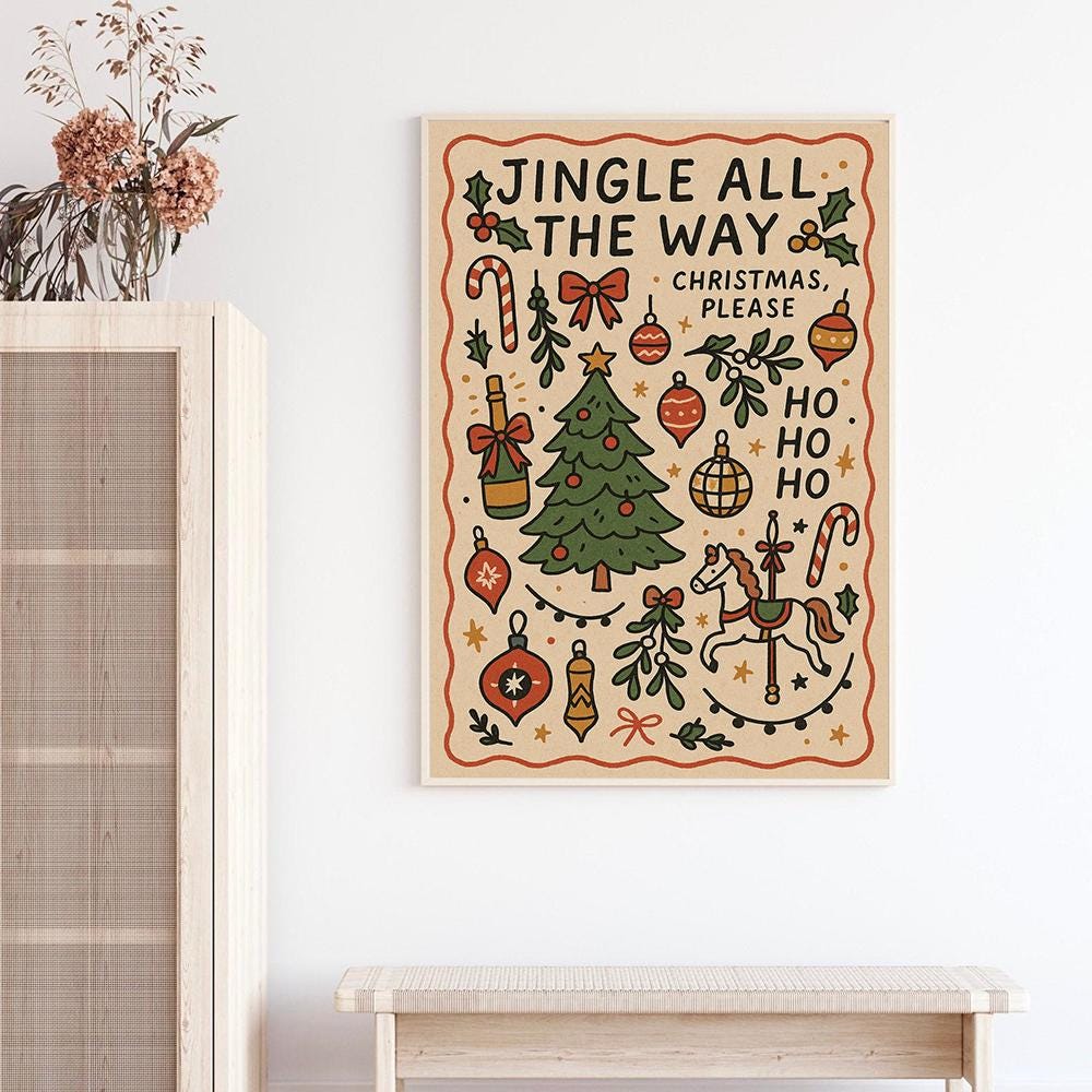 Jingle All the Way Poster – Christmas Print Wall Art