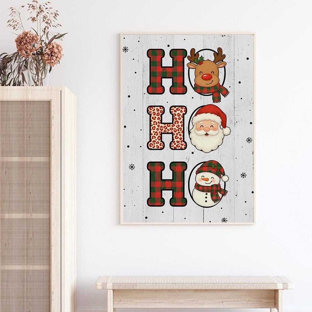 HO HO HO Christmas Poster – Holiday Wall Art Print