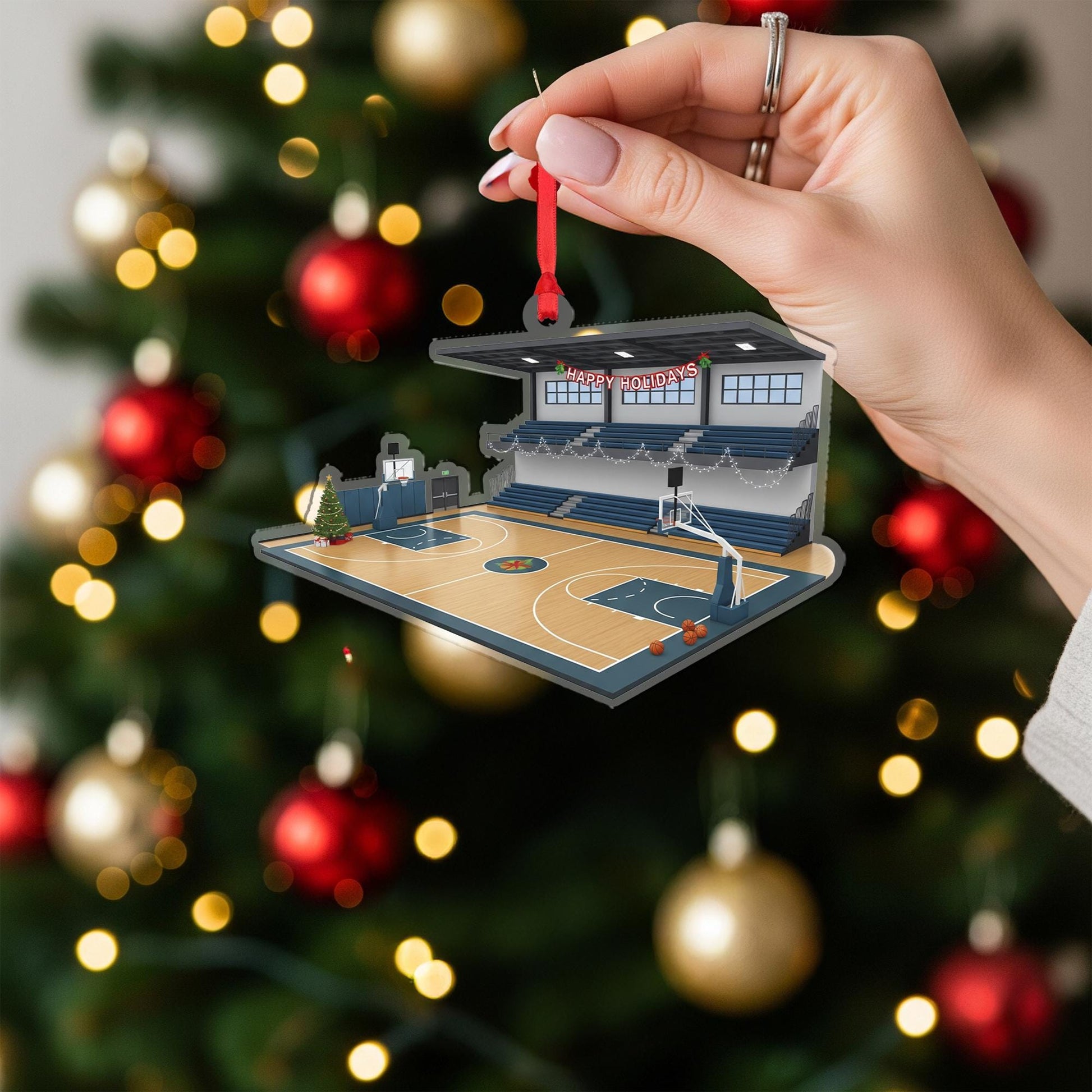 Basketball Court Christmas Ornament: Sports Fan Holiday Tree Decor