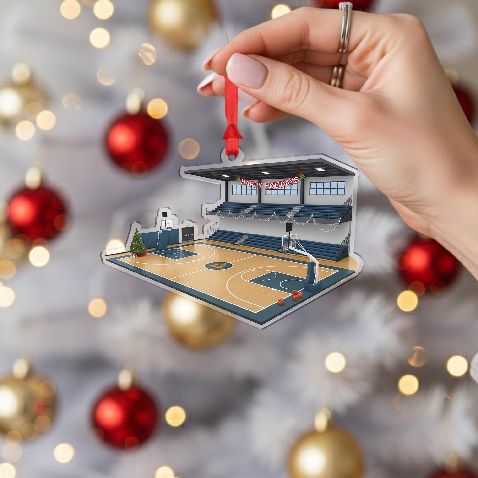 Basketball Court Christmas Ornament: Sports Fan Holiday Tree Decor