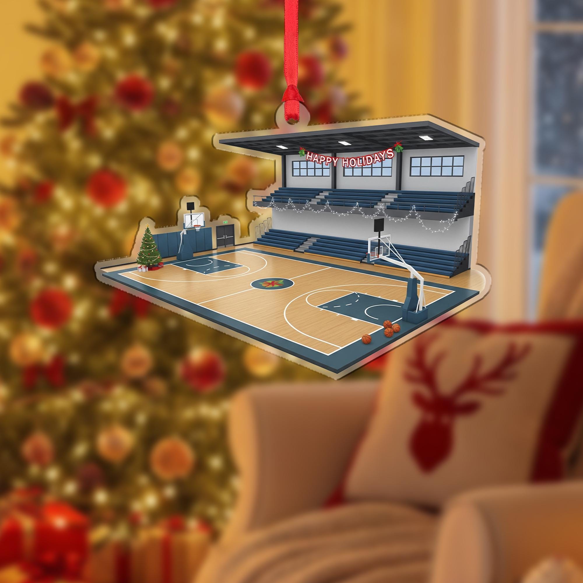 Basketball Court Christmas Ornament: Sports Fan Holiday Tree Decor