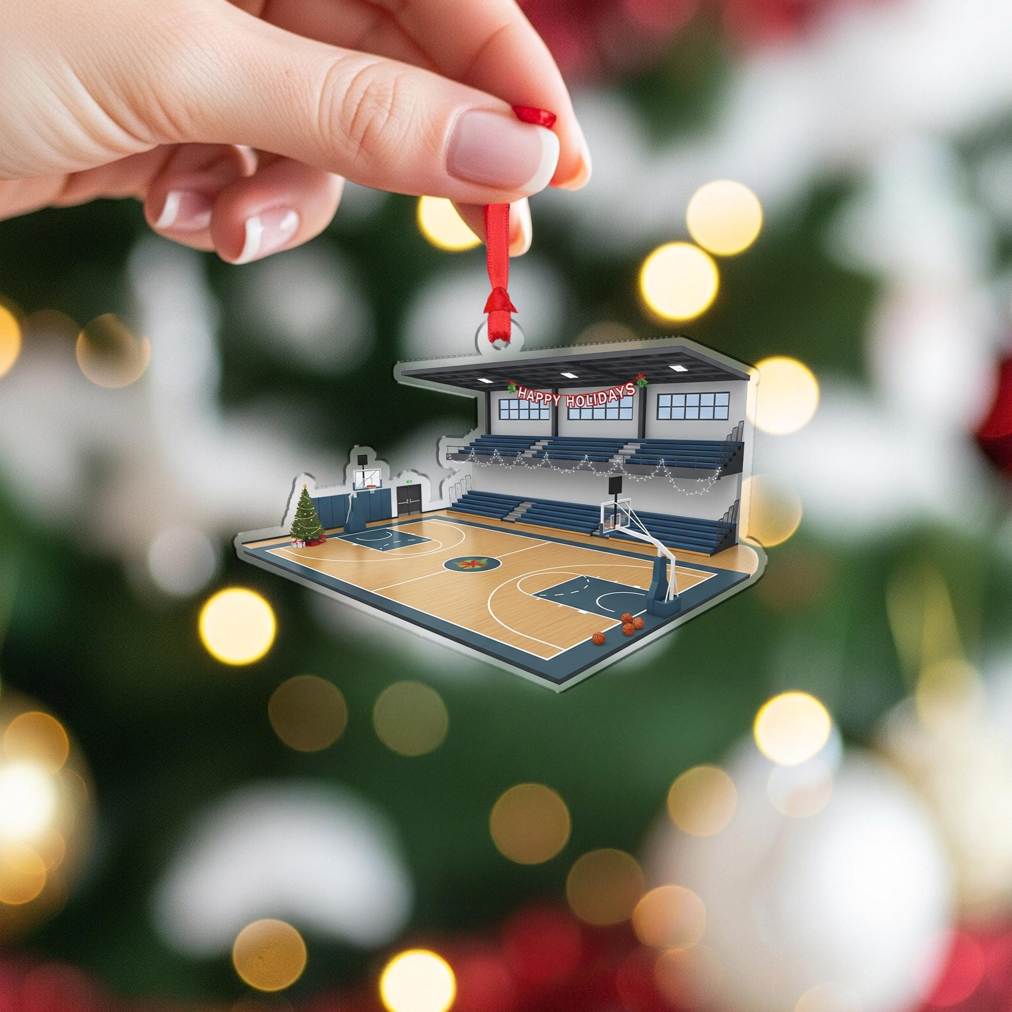 Basketball Court Christmas Ornament: Sports Fan Holiday Tree Decor