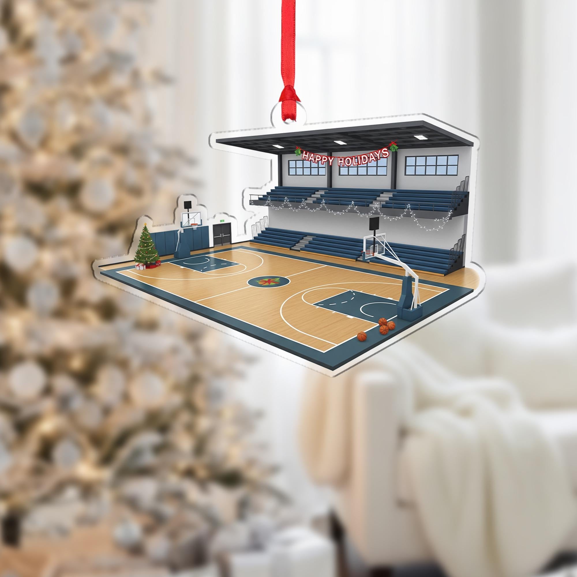 Basketball Court Christmas Ornament: Sports Fan Holiday Tree Decor