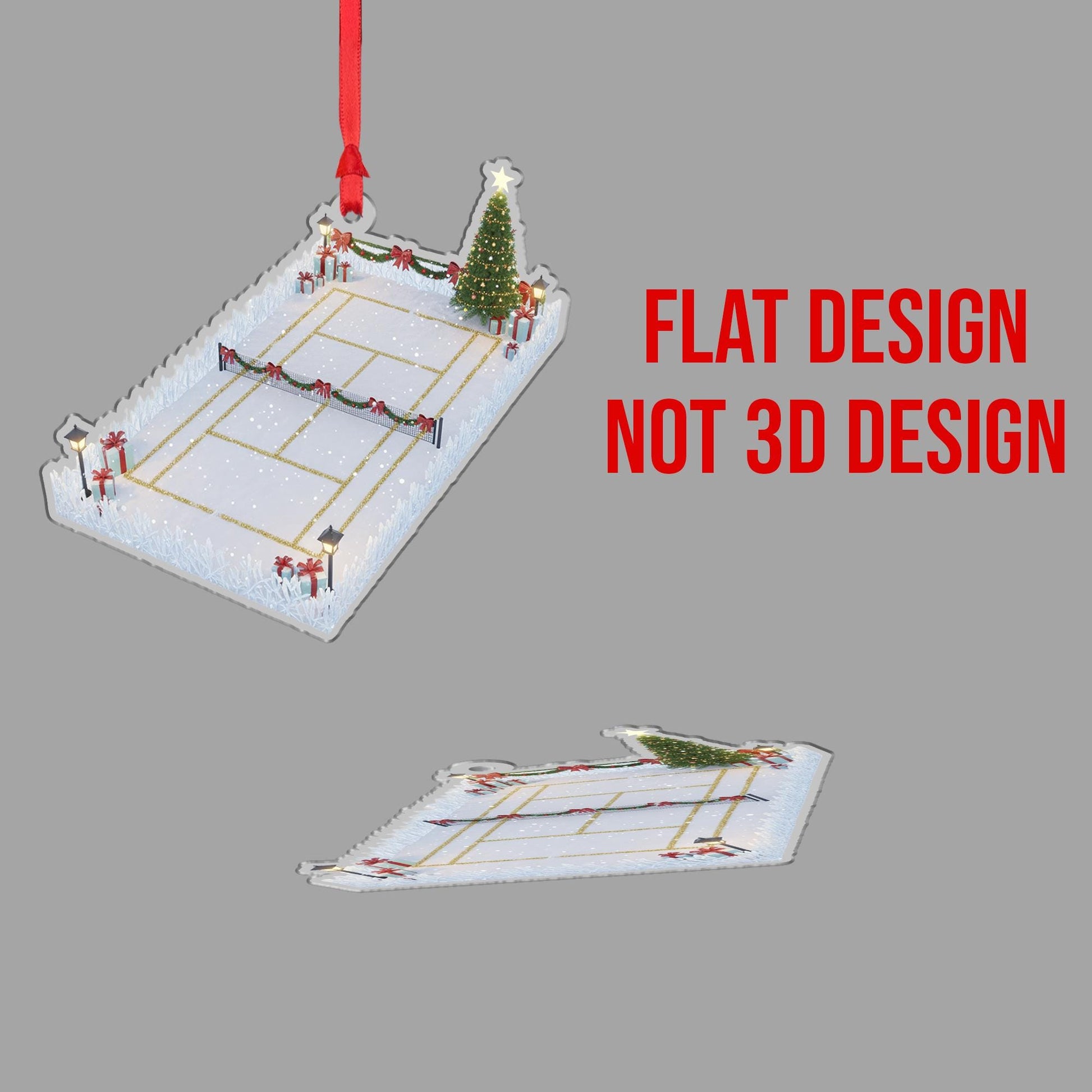 Tennis Court Christmas Ornament – Holiday Tree Decor Gift for Tennis Players and Coaches