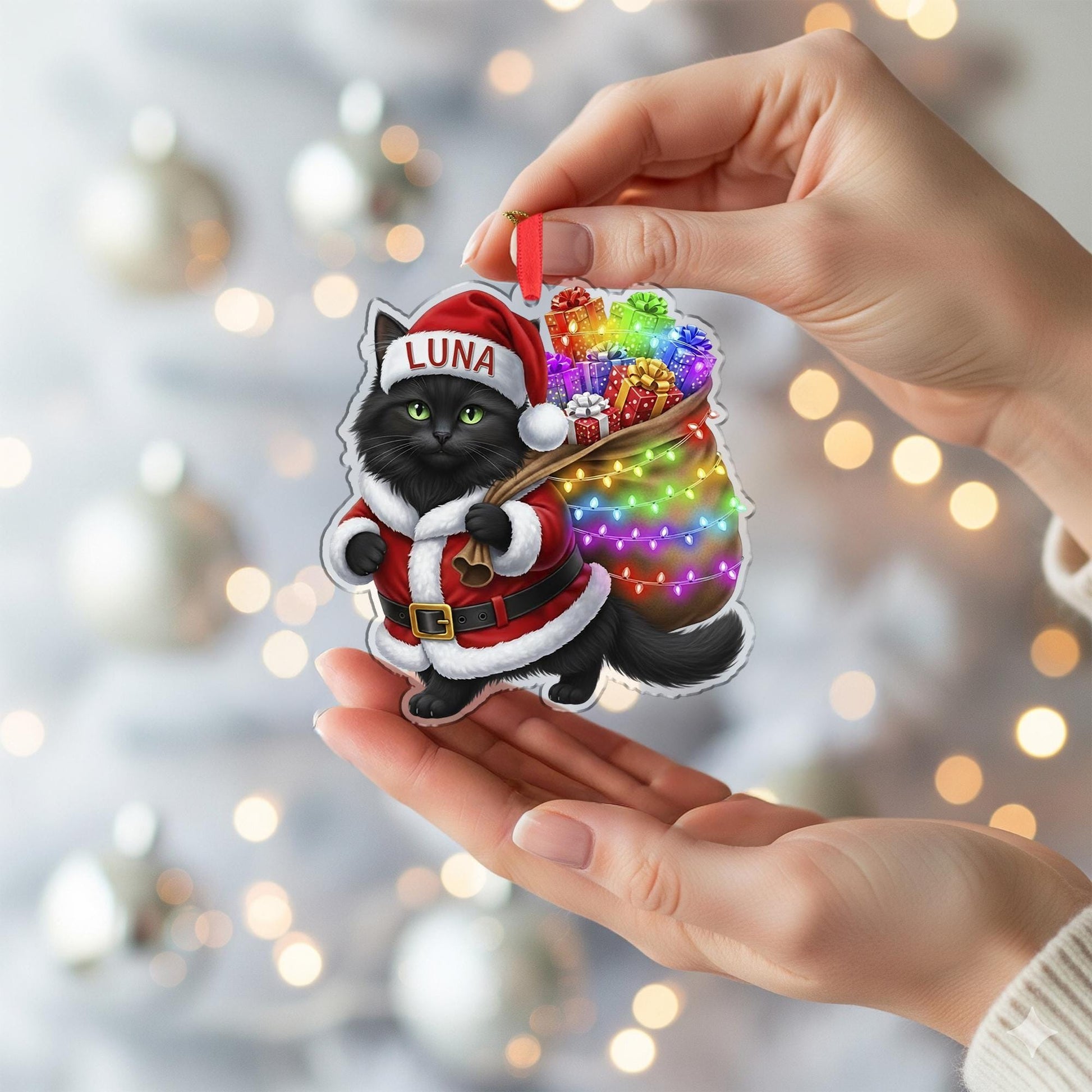 Personalized Cat Christmas Ornament: Custom Pet Holiday Keepsake
