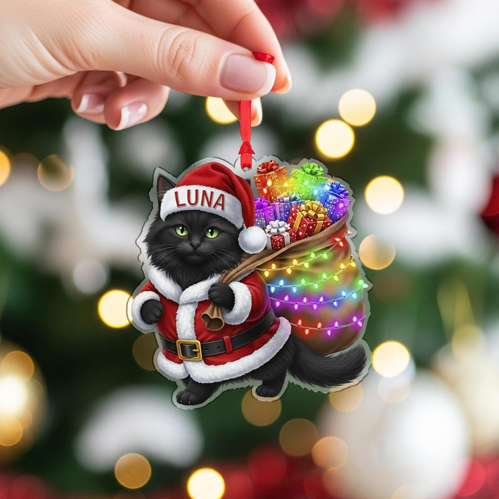 Personalized Cat Christmas Ornament: Custom Pet Holiday Keepsake