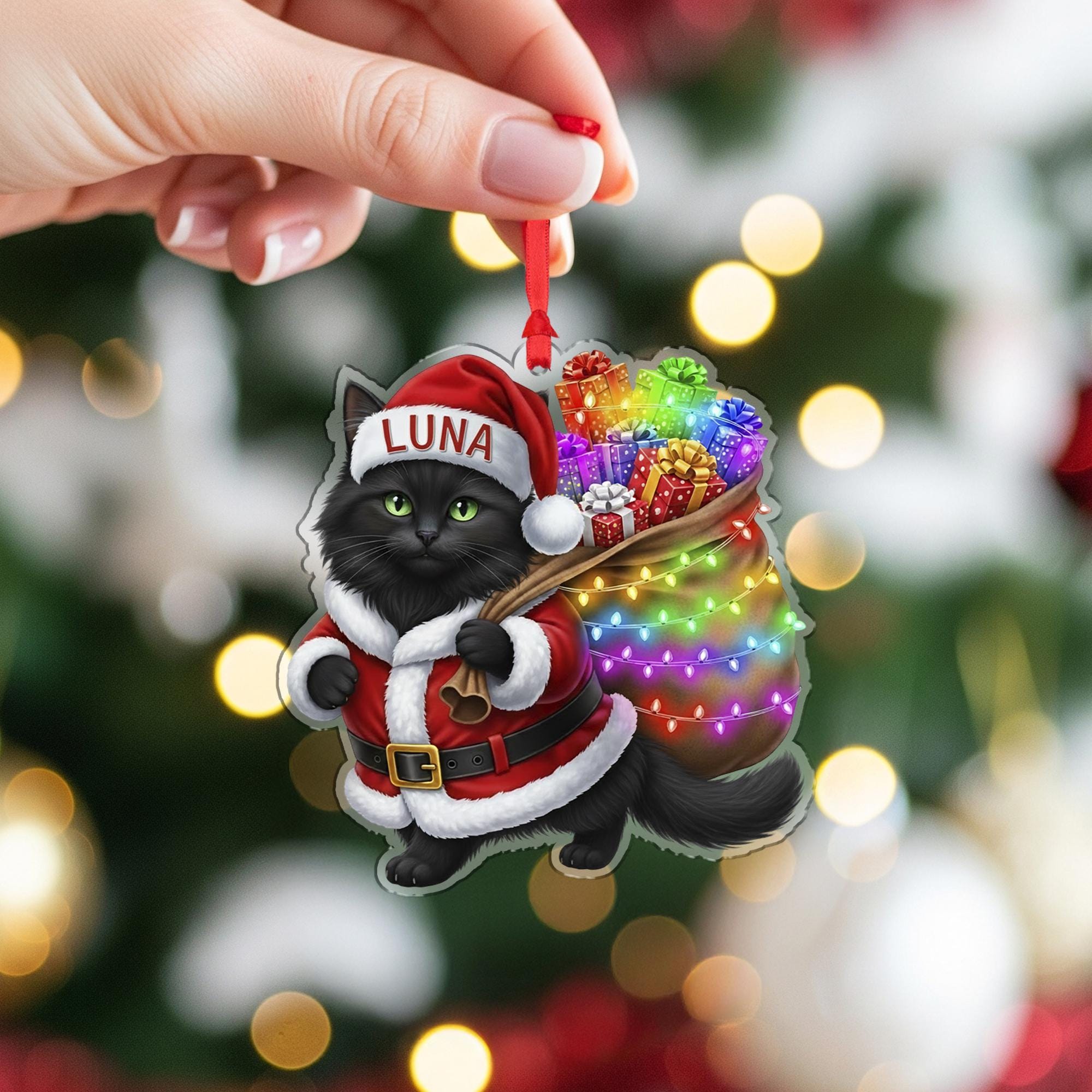 Personalized Cat Christmas Ornament: Custom Pet Holiday Keepsake