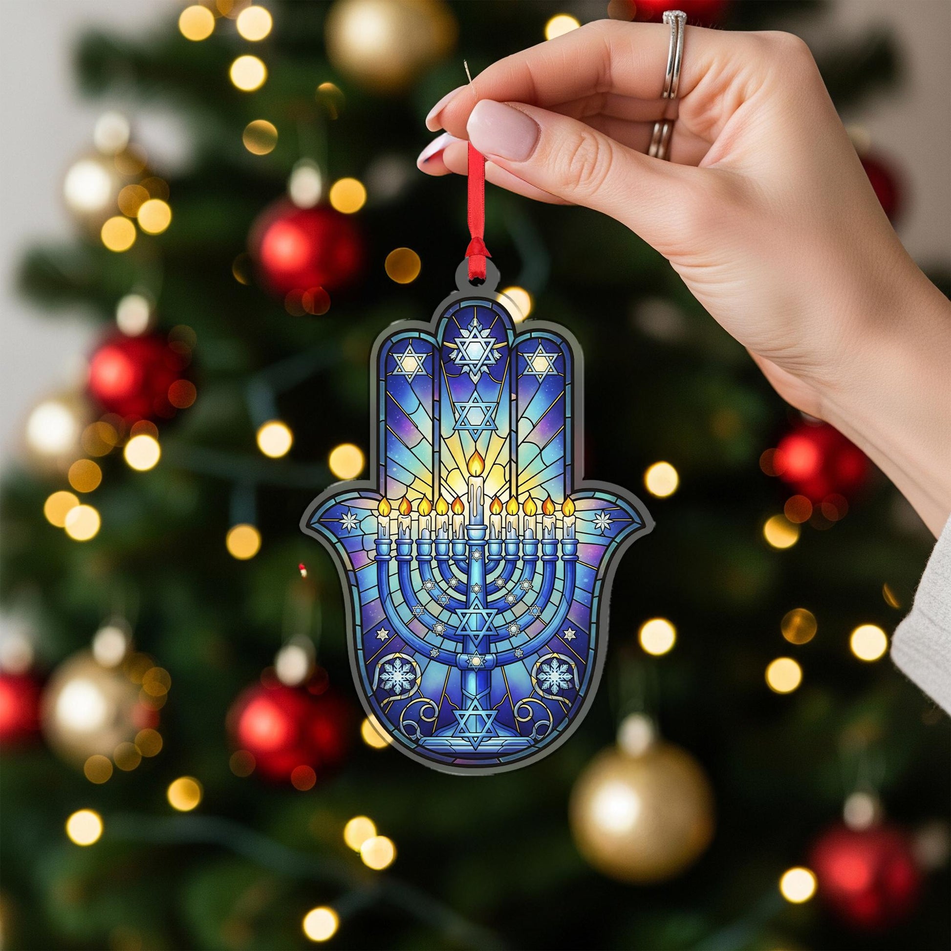 Hanukkah Ornament Menorah Hamsa Holiday Decor