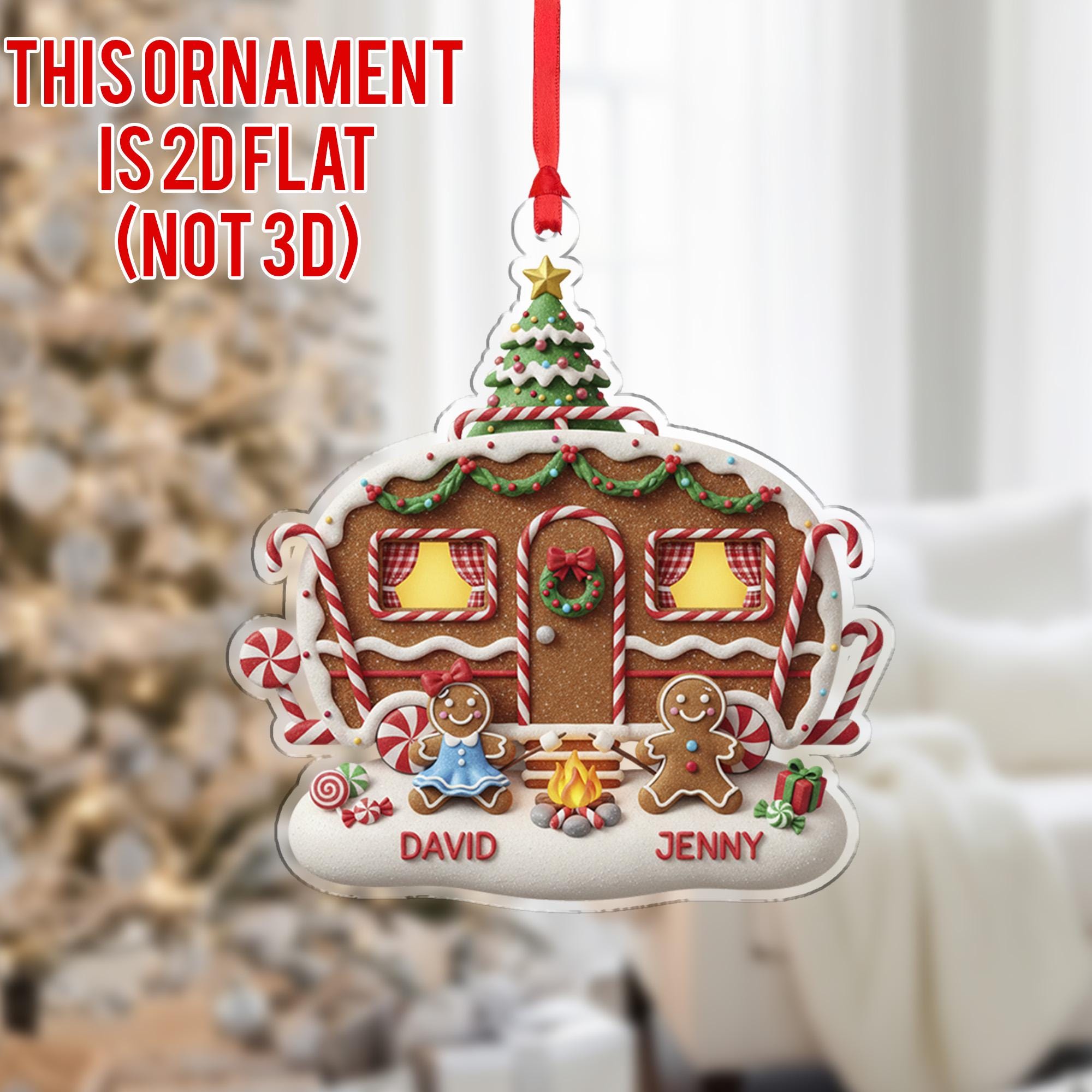 Personalized Camping Gingerbread Couple Christmas – Christmas House Ornament with Names