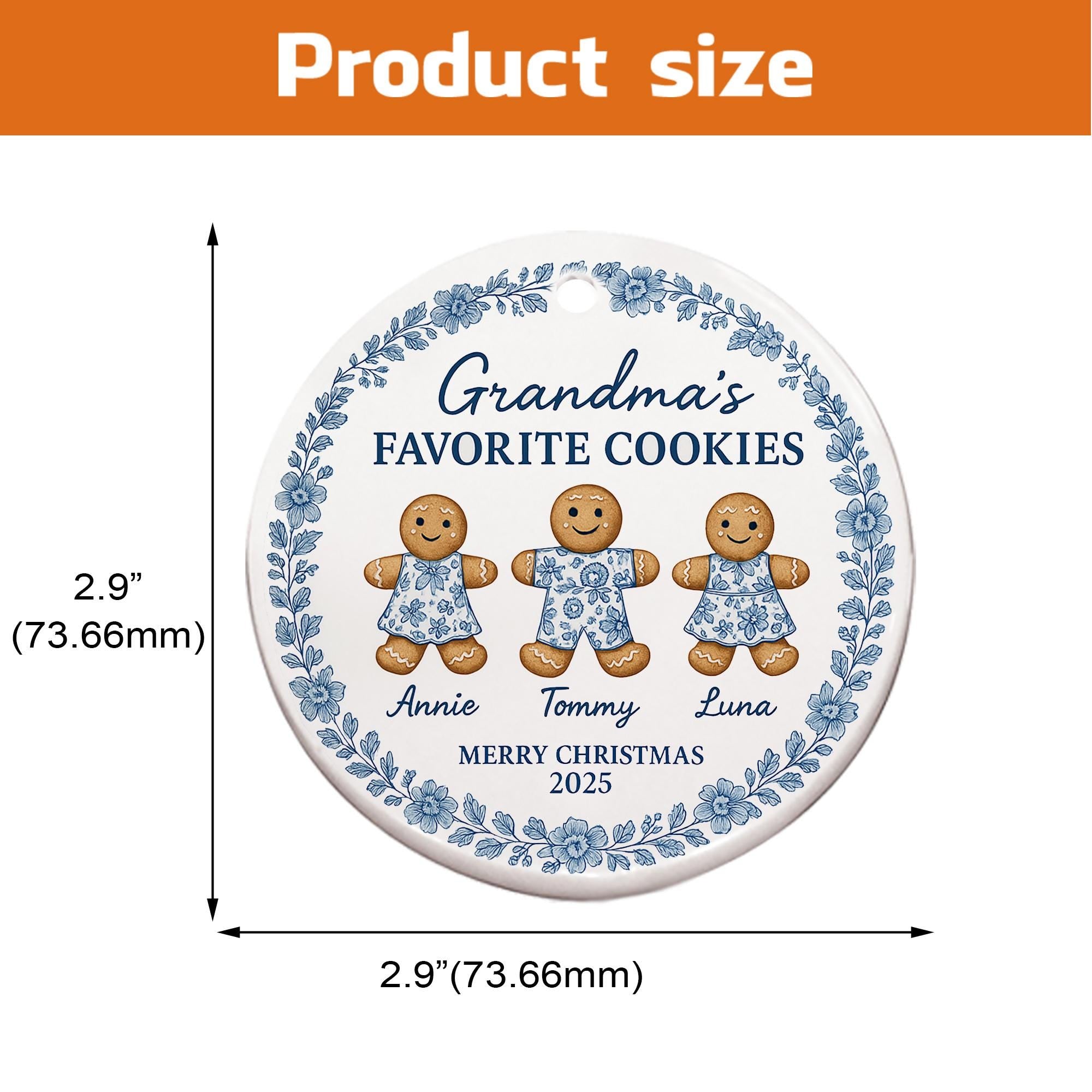 Personalized Grandma's Favorite Cookies Christmas Ornament - Gingerbread Grandkids Names and Photo