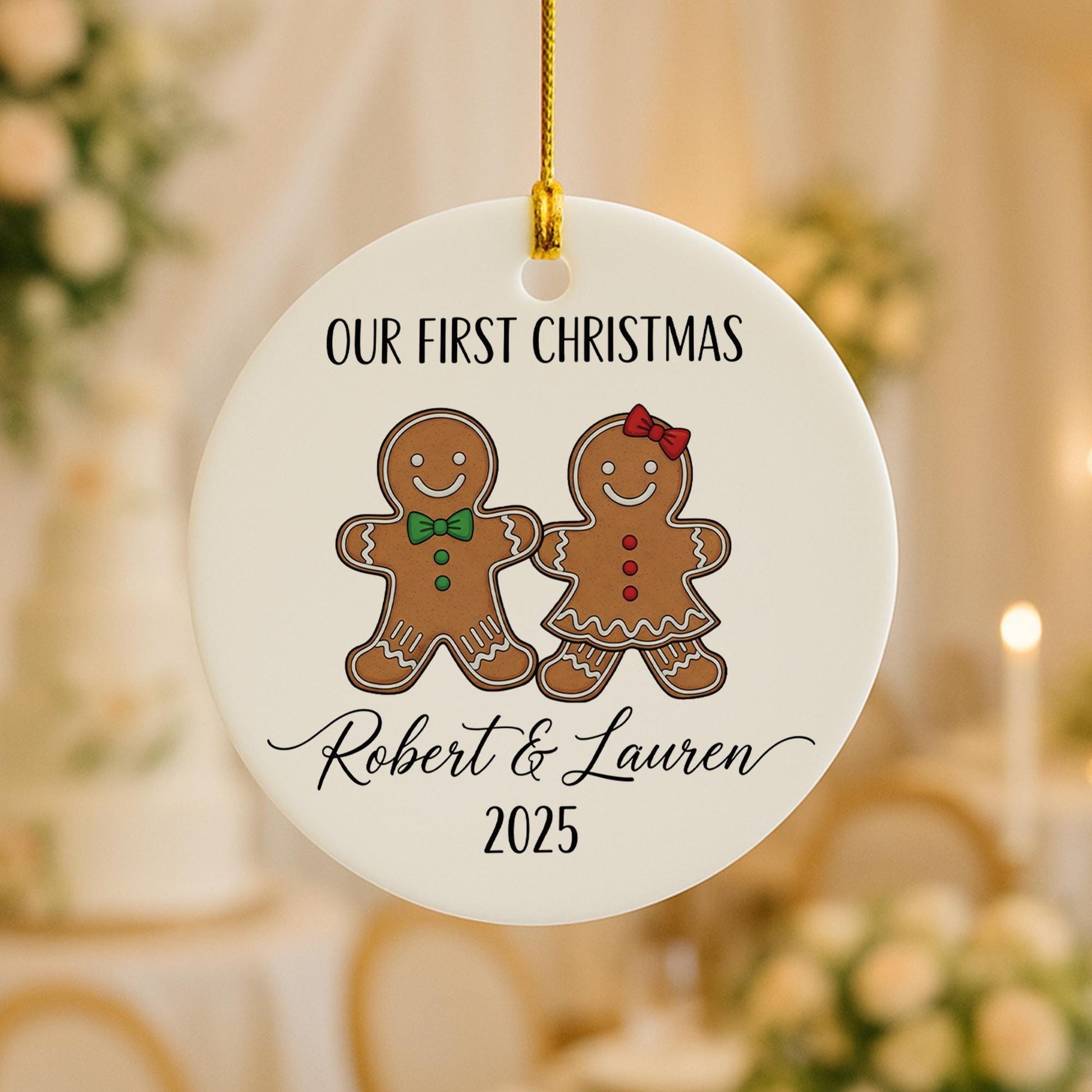 Personalized Gingerbread Couple Ornament: Our First Christmas Keepsake