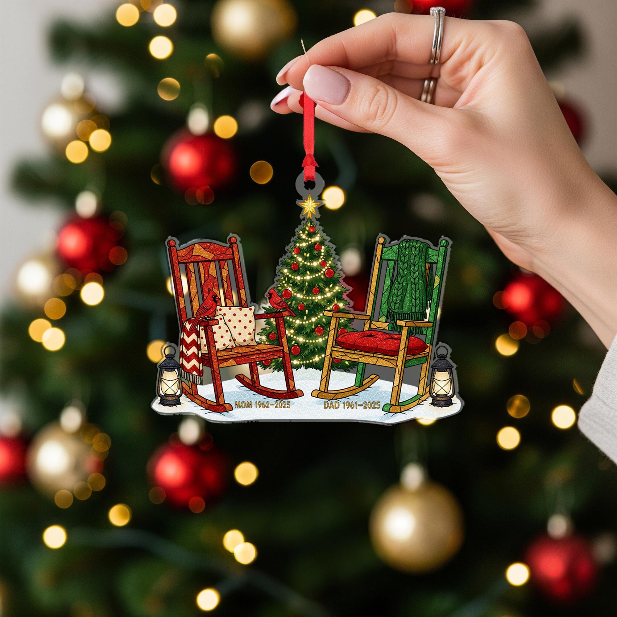 Personalized Memorial Christmas Ornament: Rocking Chair Tribute