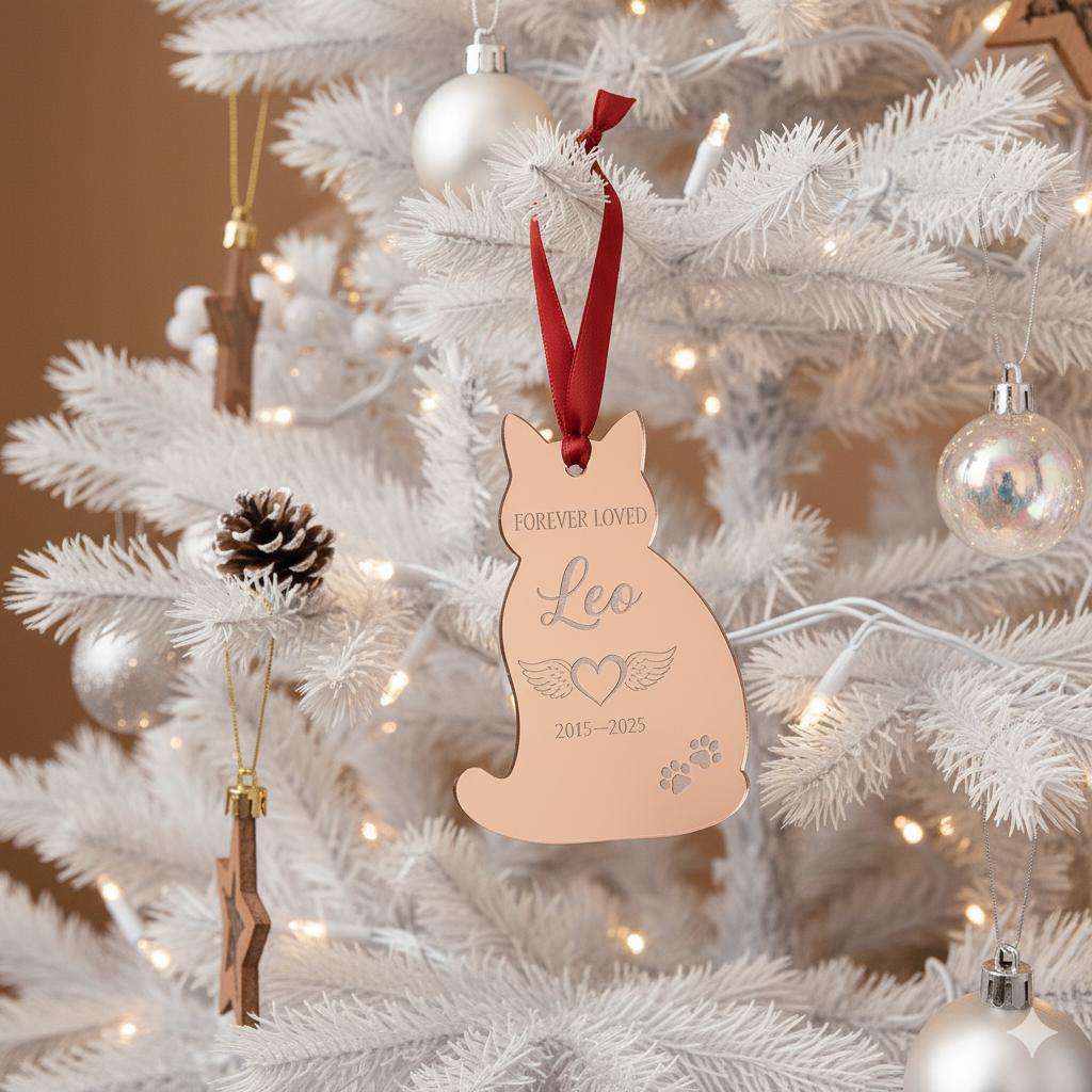 Pet Memorial Ornament – Personalized Acrylic Cat Loss Christmas Keepsake