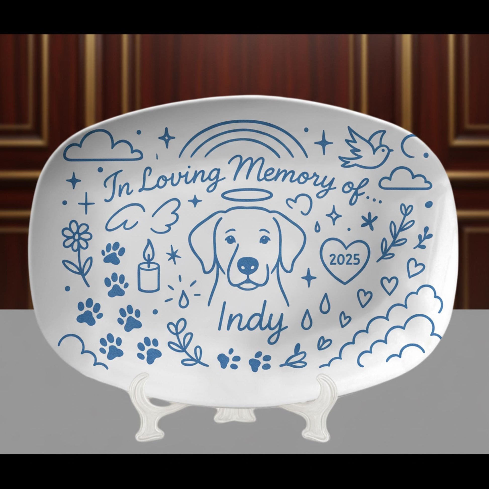 Pet Memorial Platter – Personalized Dog Loss Keepsake Tribute Plate