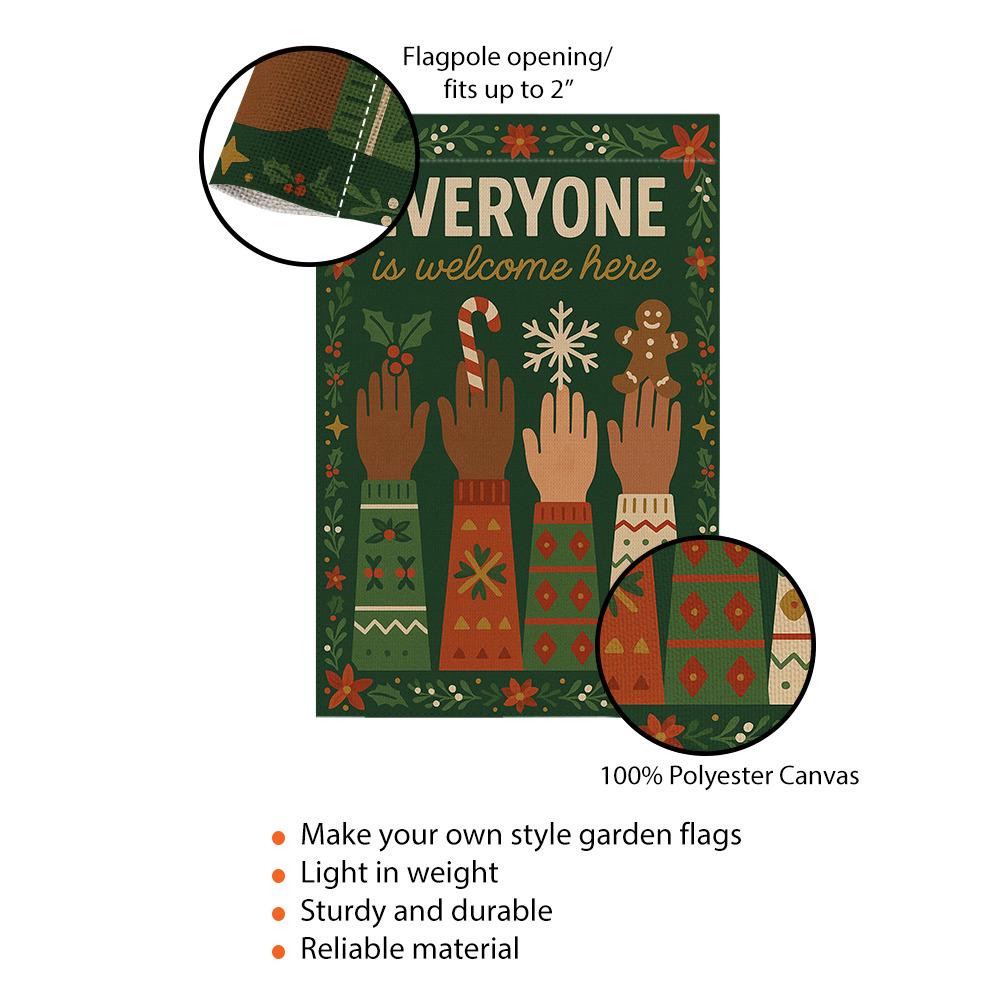 Personalized Polyester Garden Flag “Everyone Is Welcome Here” – Inclusive Yard Banner, Double-Sided Outdoor Flag